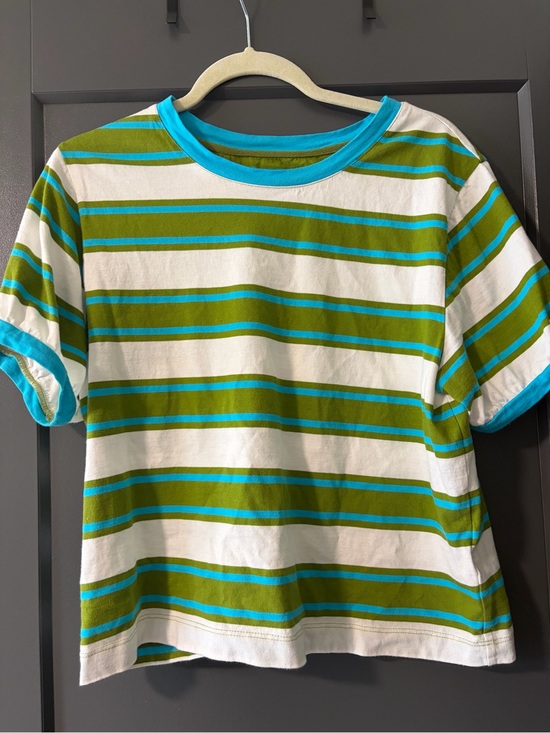 Pilcro Tops - PILCRO Anthropologie Striped Ringer Tee Short Sleeve Blue Green White Size M